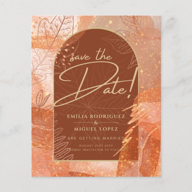 Modern Terracotta FALL Wedding Save The Date Flyer (Front)