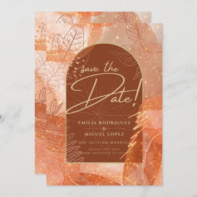 Modern Terracotta FALL Wedding Save The Date Invitation (Front/Back)