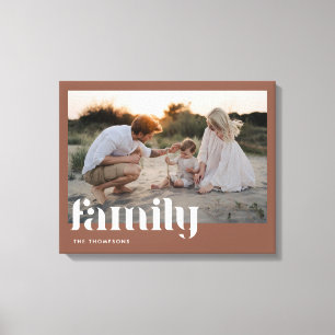 Modern Terracotta Family Name Custom Photo Canvas Print