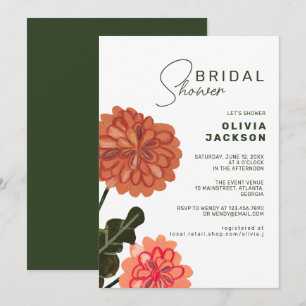 Modern Terracotta Floral Bridal Shower Celebration Invitation