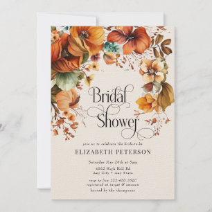 Modern Terracotta Floral    Fall Bridal Shower Invitation