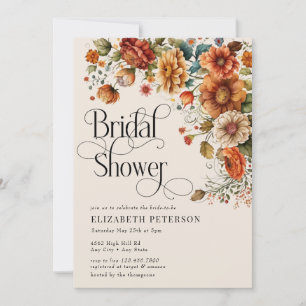 Modern Terracotta Floral Fall Bridal Shower Invitation