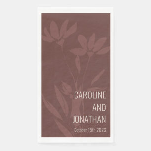 Modern Terracotta Floral Line Art Wedding Custom  Napkin