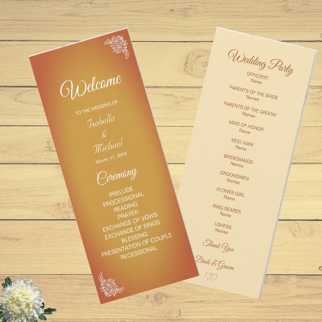 Modern Terracotta Floral Wedding Program (Creator Uploaded)