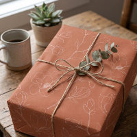 Modern Terracotta Flower Wrapping Paper