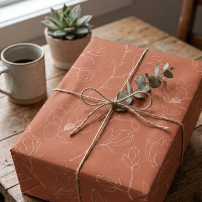 Modern Terracotta Flower Wrapping Paper (Creator Uploaded)