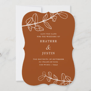 Modern Terracotta Foliage Save the Date Invitation