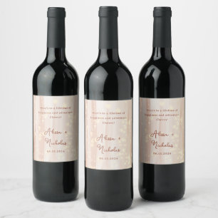 Modern Terracotta & Gold Watercolor Wedding Wine Label