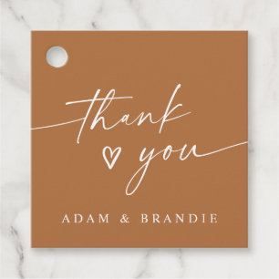 Modern Terracotta Handwritten Thank You Wedding Favour Tags