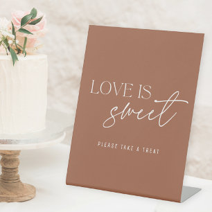 Modern Terracotta Love is Sweet Wedding Table Pedestal Sign