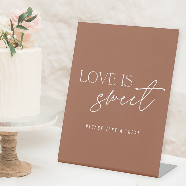 Modern Terracotta Love is Sweet Wedding Table Pedestal Sign (Creator Uploaded)