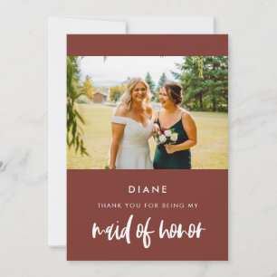 Modern terracotta Maid of honour thank you card