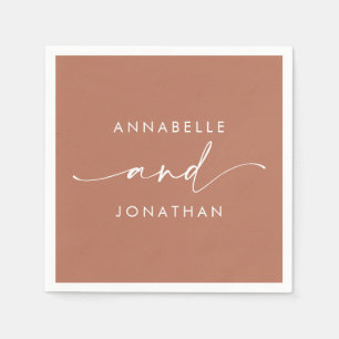 Modern terracotta minimal contemporary wedding napkin