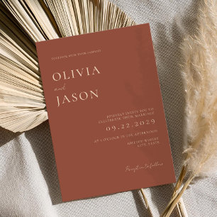 Modern Terracotta Minimal Wedding Invitation