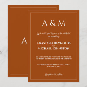 Modern terracotta minimalist wedding invitation