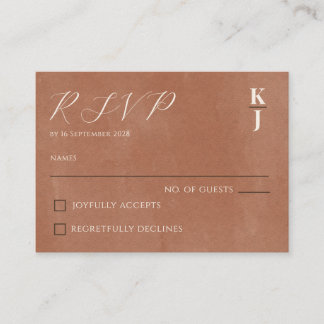 Modern Terracotta Minimalist Wedding RSVP Response Enclosure Card