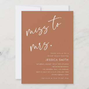 Modern Terracotta Miss to Mrs. Bridal Shower Invitation
