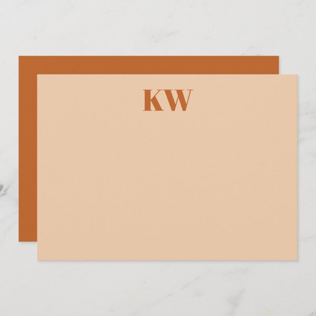 Modern Terracotta Monogram Initials Personalised Thank You Card (Front/Back)