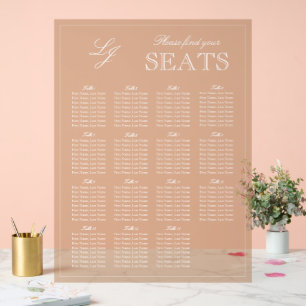 Modern Terracotta Monogram Script Wedding Seat Acrylic Sign