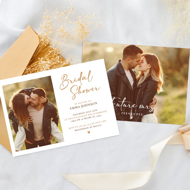 Modern Terracotta Mrs Photo Bridal Shower Invitation (Creator Uploaded)
