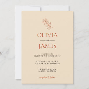 Modern Terracotta Orange Earth Tone Weding Invitation
