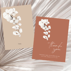 Modern Terracotta Orchid Wedding Thank You Card