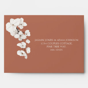 Modern Terracotta Orchids Floral Wedding Envelope