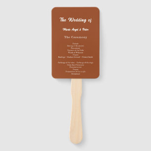 Modern Terracotta Order of Service Wedding Program Hand Fan