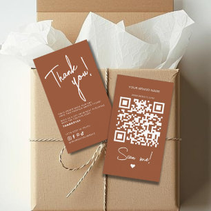 Modern terracotta order thank you QR code Business Card