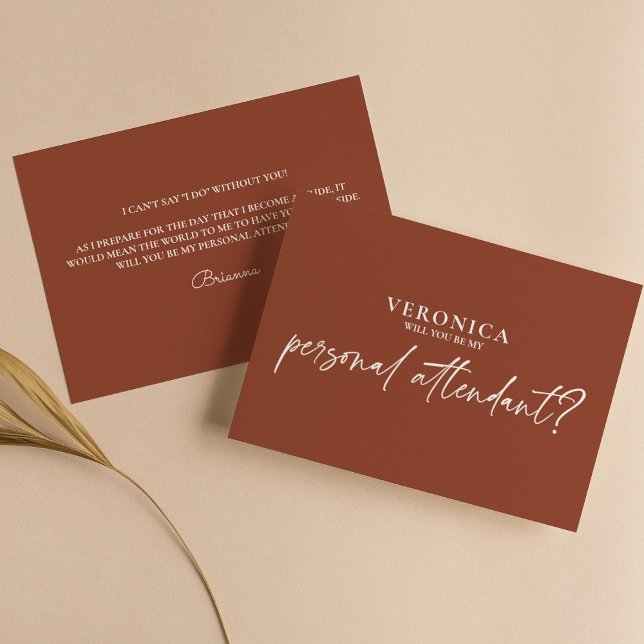 Modern Terracotta Personal Attendant Proposal Card (Creator Uploaded)
