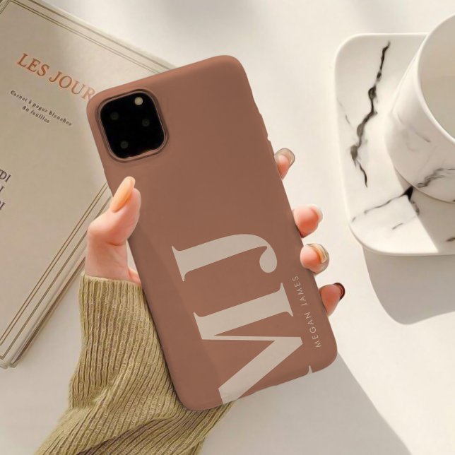 Modern Terracotta Personalised Monogram  Case-Mate iPhone Case (Creator Uploaded)