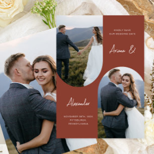 Modern Terracotta Photo Arch Wedding Save The Date
