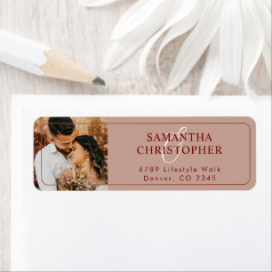 Modern Terracotta Photo Wedding Return Address Lab