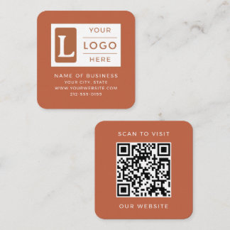 Modern Terracotta QR Code Minimalist Custom Logo Square Business Card