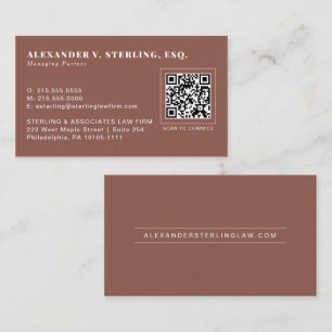 Modern Terracotta Rose Gold QR Code Professional Business Card