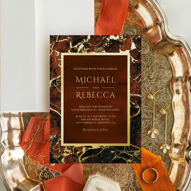 Modern Terracotta Rust Marble Photo Wedding Gold (Creator Uploaded)