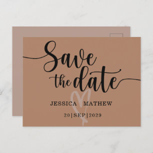 Modern Terracotta Save the Date Script Announcement Postcard