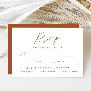 Modern Terracotta Script Meal Choice Wedding RSVP Card