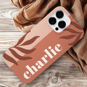 Modern terracotta shades vertical name botanical Case-Mate iPhone 14 pro max case