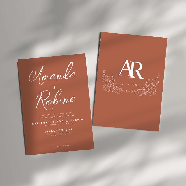 Modern Terracotta Simple and Elegant Wedding Invitation (Creator Uploaded)