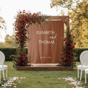 Modern terracotta simple elegant wedding backdrop  tapestry