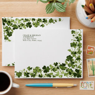 Modern Terracotta Sketched Leafy Foliage Envelope