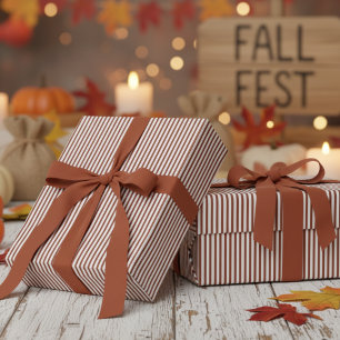 Modern Terracotta Stripes Pattern Wrapping Paper