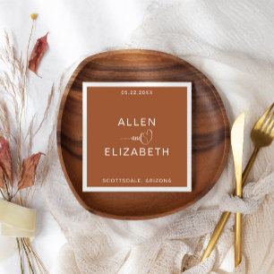 Modern Terracotta Stylish Personalised Wedding Napkin