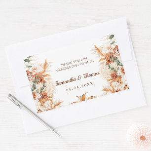 Modern Terracotta Thank You Script Wedding  Rectangular Sticker
