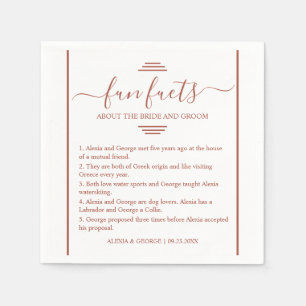 Modern terracotta typography Fun Facts wedding Napkin