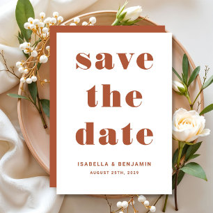 Modern Terracotta Typography Wedding Save The Date