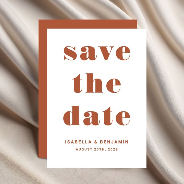 Modern Terracotta Typography Wedding Save The Date (Modern Terracotta Typography Wedding Save The Date)