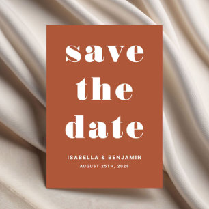 Modern  Terracotta Typography Wedding Save The Date