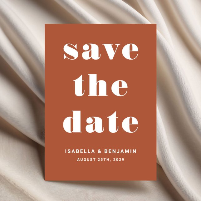 Modern  Terracotta Typography Wedding Save The Date (Modern Terracotta Typography Wedding Save The Date)
